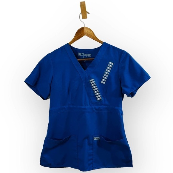Grey’s Anatomy Riley Scrub Top Small Blue - Picture 2 of 11